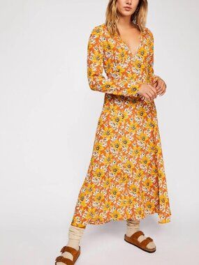 FREE PEOPLE Gates to the Garden Floral Midi Maxi Dress